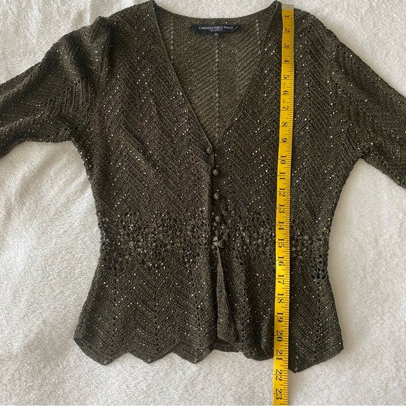 CARMEN MARC VALVO Beaded Long Sleeve Cardigan  Size medium - Picture 10 of 11